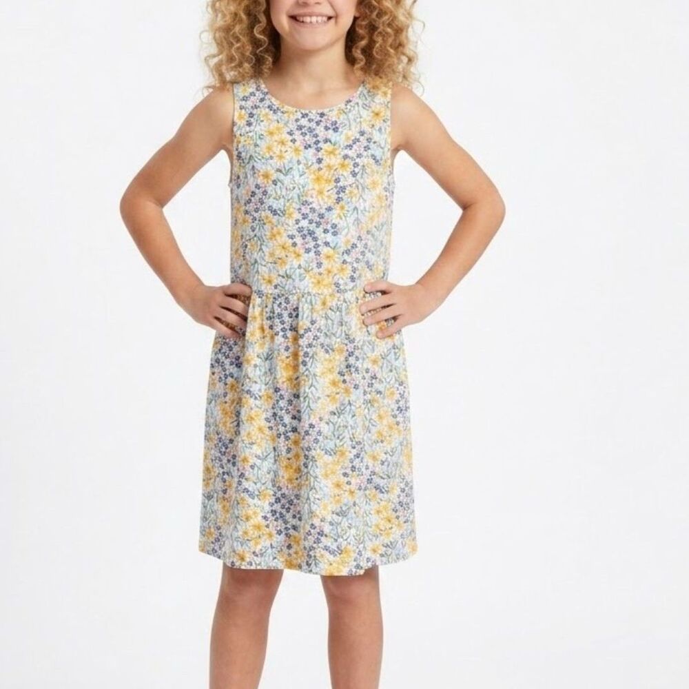 White Spring Flowers Girls Sleeveless Floral Sundress by Old Navy sz Large 10/12